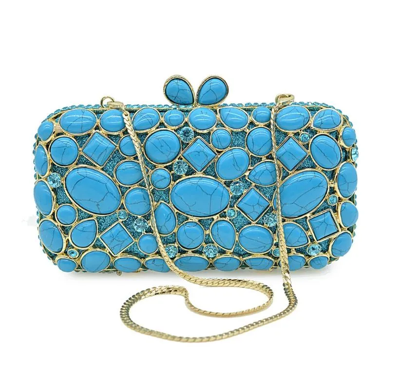 Latest Trendy Collection Metal Clutch Designer Handbag Stone Beaded Work  For Women - African Boutique