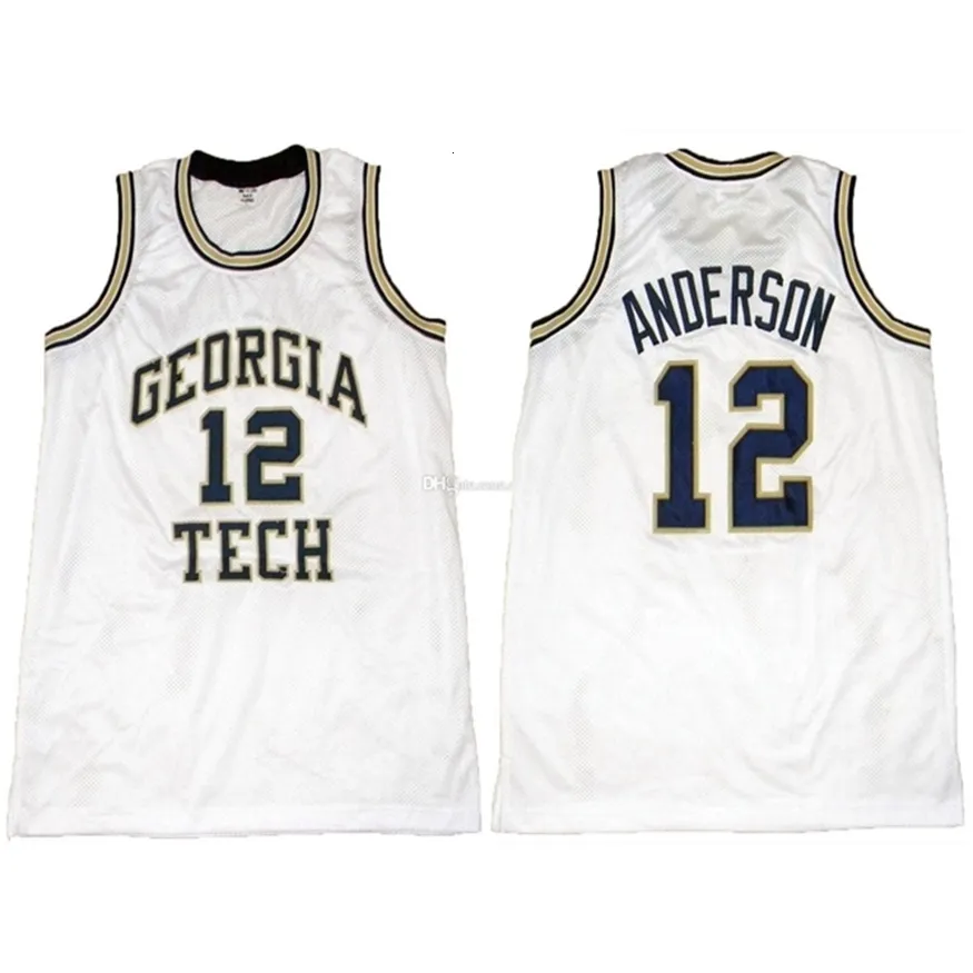 Nikivip #12 Kenny Anderson Tech College Retro Classic Basketball Jersey Herrstitched Anpassat nummer och namntröjor