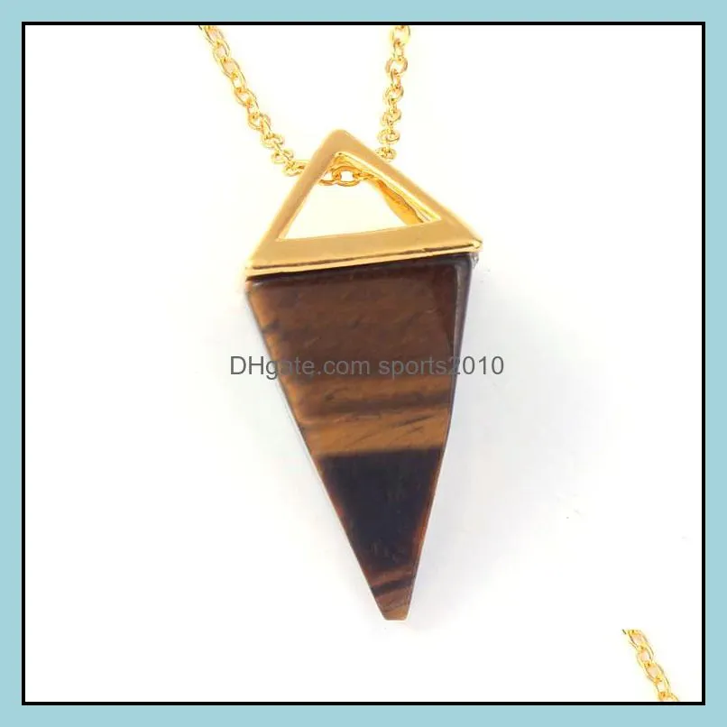 natural gem stone charms necklaces & pendants tiger eye rose quartz pendulum crystal chakra pyramid reiki healing jewellery gift sports2010