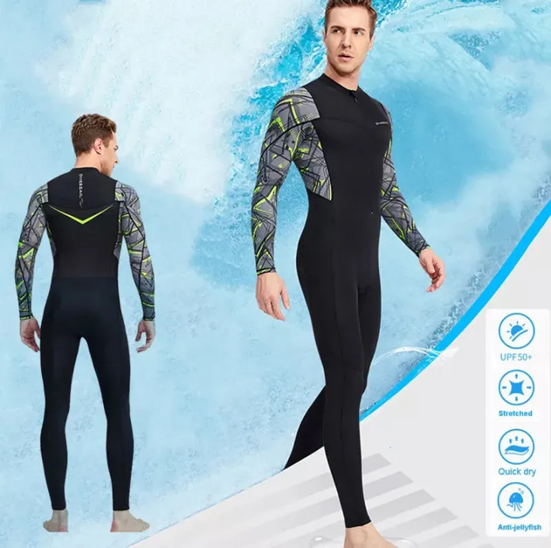 UPF 50+ Diving One Piece Long Sleeve Rash Guards Swimwear