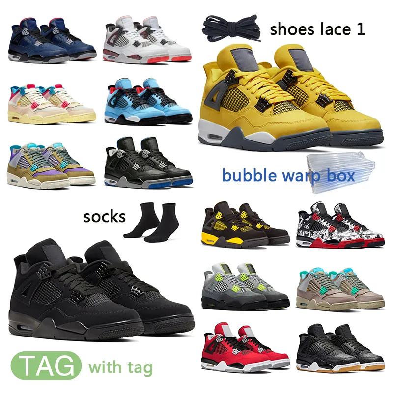 Sneaker 4 4s Mens Basketball Shoes red thunder NUC blue white oreo Tour Yellow shimmer black cat Metallic Purple what the women sports trainers sneakers