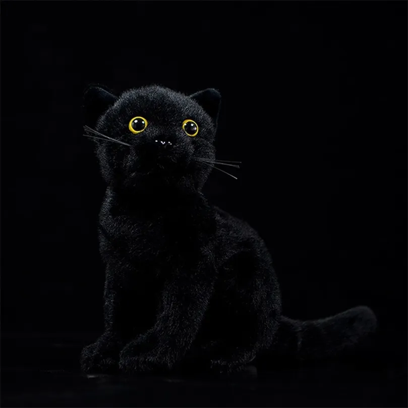 Peluche Chat assis noir 23 cm