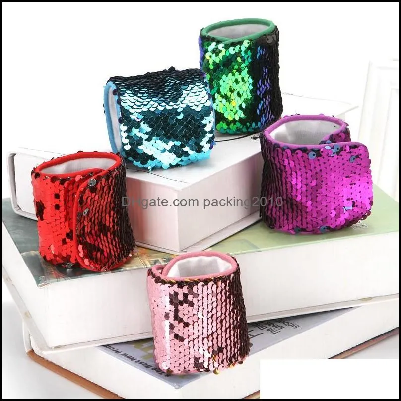 Fashion Mermaid Sequins Wristband Handmade Sewing Multi Colors Bracelet Personality Novelty Design Wrist Strap Factory Direct Sale 7 35pr