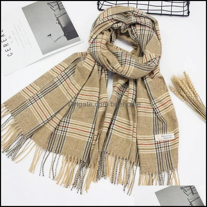 Fringed Shawl Scarf New Women`s Scarf In Autumn And Winter Korean Version Of The Large Plaid Solid Color Imitation Cashmere Scarf DHL