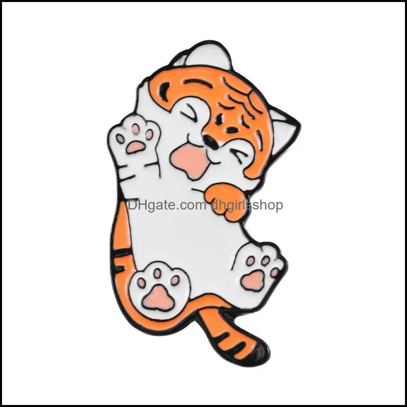 cartoon alloy little cute tiger brooch unisex  clothes animals lapel pins enamel buckle corsage badges backpack hat clothing brooches