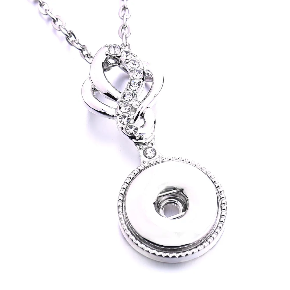 Gioielli con bottone a pressione Ciondolo rotondo in zircone bianco Fit 18mm Collana con bottoni automatici per donna Noosa D085