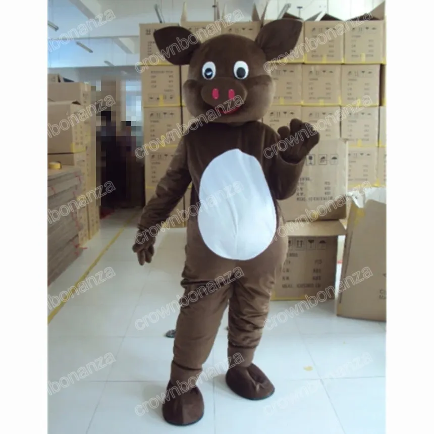 Halloween Brown Pig Mascot Costumes Cartoon Mascot Apparel Performance Carnival Adult Size Promotional Advertising Clothings