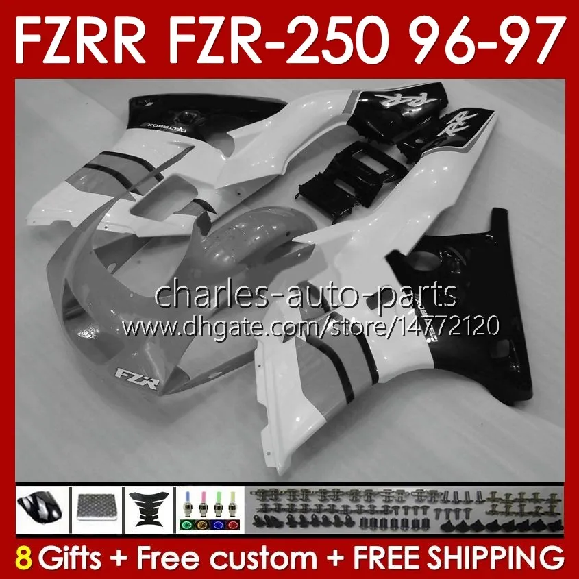 Carene per YAMAHA FZRR FZR 250R 250RR FZR 250 R RR FZR250R 1996 1997 Corpo 144No.91 FZR-250 FZR250 R RR 96 97 FZR250RR FZR250-R FZR-250R 96-97 Kit carrozzeria grigio bianco blk