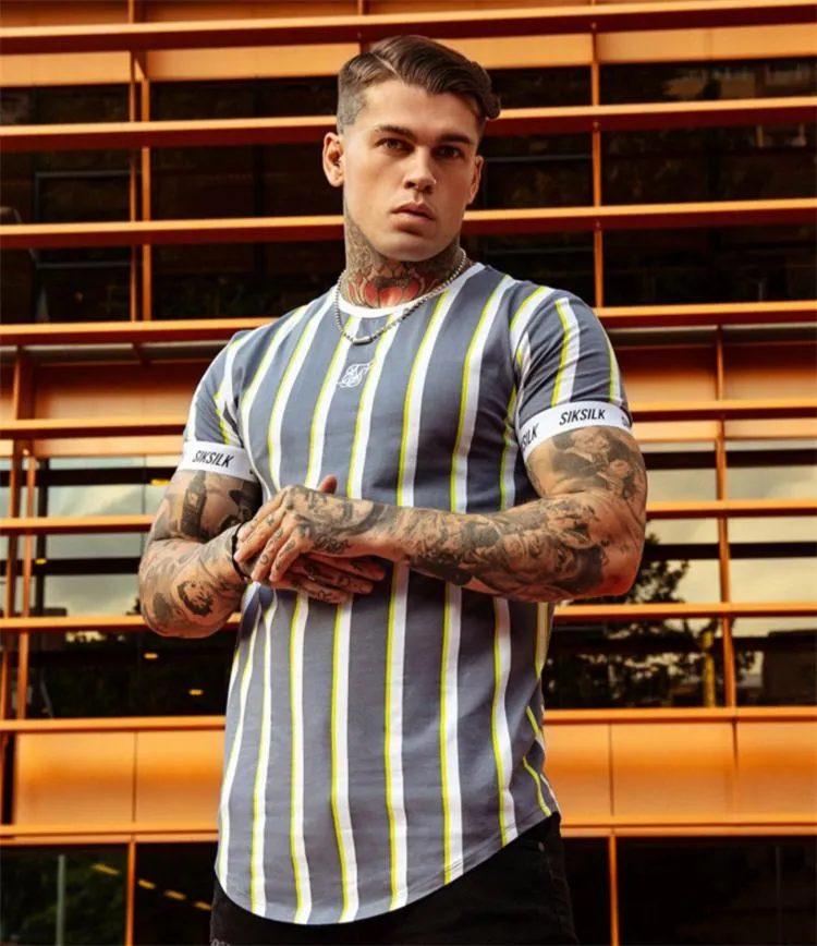 Męskie koszulki 2024 Casual T Shirt Men Sik Silk Marka Letnia oddychająca haft siksilk tshirt slimtops tee moda odzież