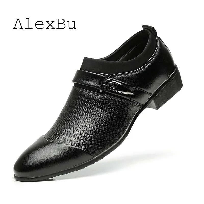 AlexBu Automne Homme Chaussures En Cuir Slip On Flats Oxford Business Office Chaussure De Mariage Formelle Bout Pointu Hommes Robe Chaussures En Cuir Y200420