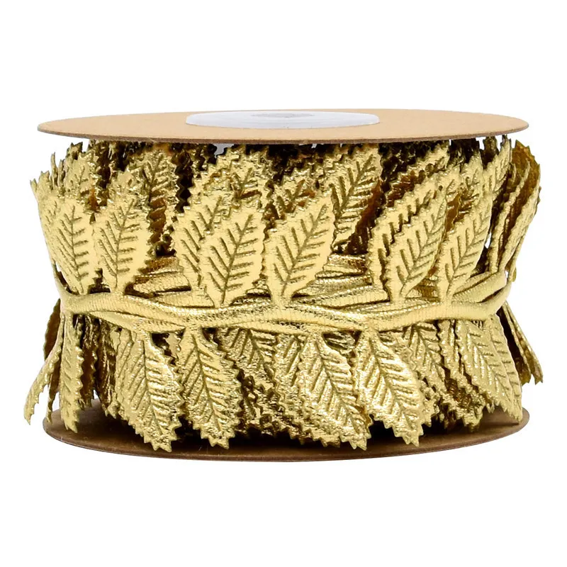 Gold Leaves Leaf Ribbon Party Decoration Trim Rope for Garland DIY Crafts and Party Wedding Home Decorations 45mm Wide 10 Meters 1222439