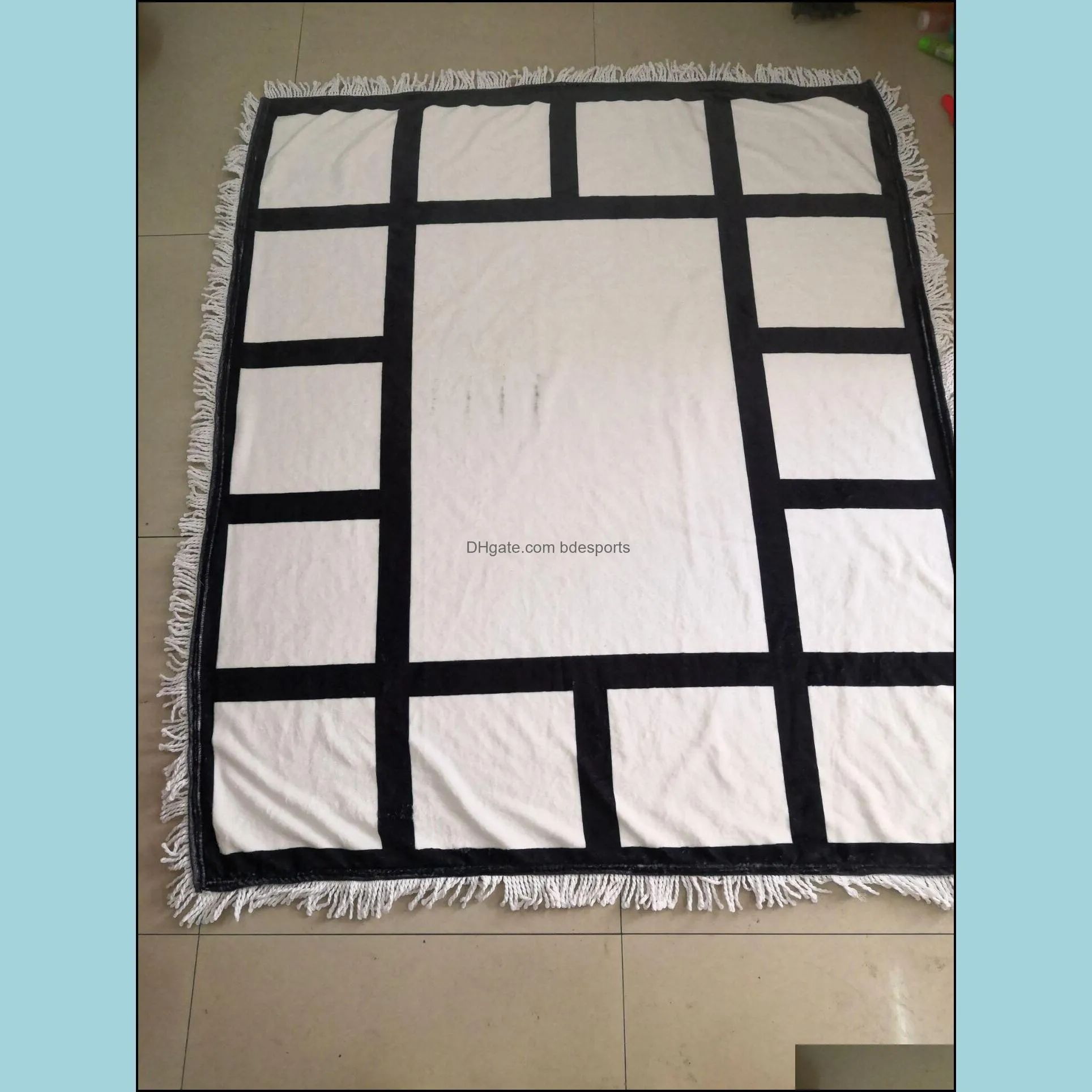 Plaid sublimation blanks Blanket with Tassels 9 15 20 Grids Mat Heat Transfer Printing Sofa Blankets Throw Blankets sublimation bla