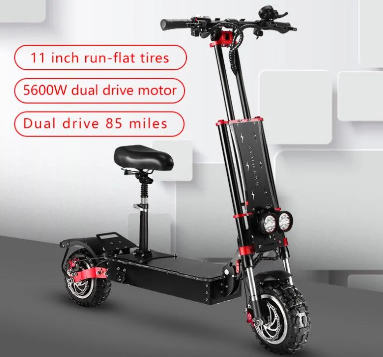 S4 Dual Motor Drive 11-tums Off-Road / Road Tire Electric Scooter stöder leverans från europeiska och amerikanska lager