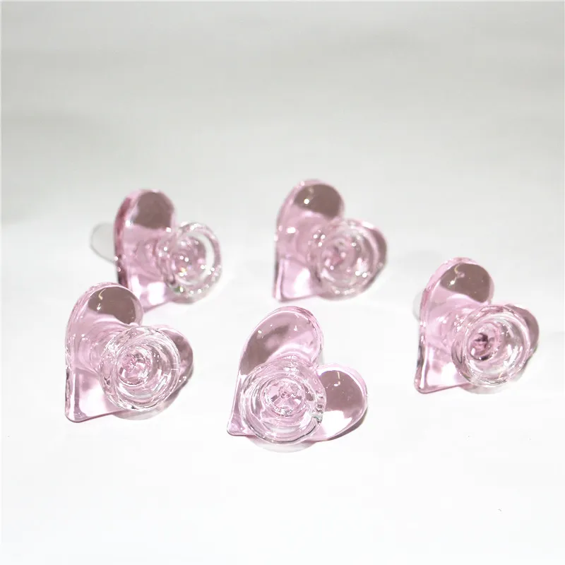 hookah 14mm 18mm Male Glass Bowl Pink Color Heart Shape Smoking Slide Bowls Piece For Water Bong silicone nectar