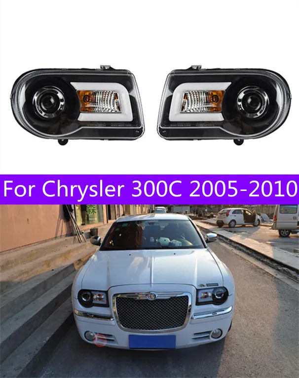 2 PCS Car Care لـ Chrysler 300C المصابيح الأمامية 2005-2010 300C مجموعة الأمام LED LED LID