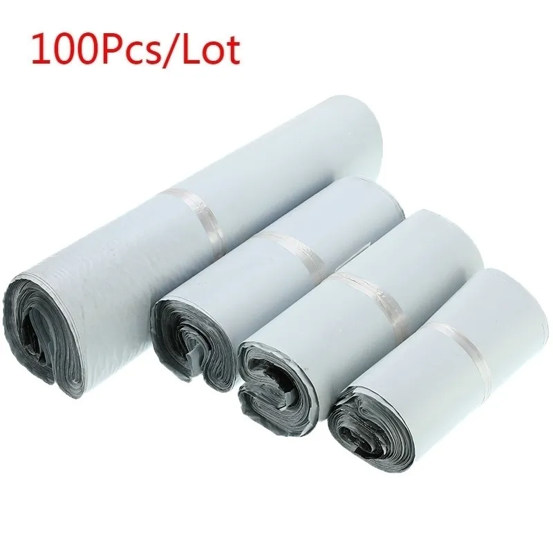 Light Gray Courier Bag 100pcs Selfseal Mailbag Plastic Poly Mailing lope Waterproof Postal Bags Y200709