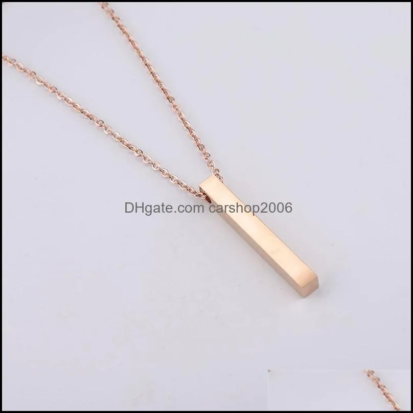 Polished Stainless Steel Blank Bar Necklaces Geometric Square Vertical Long Bar Pendant Necklace Pendants DIY Customize Jewelry 5