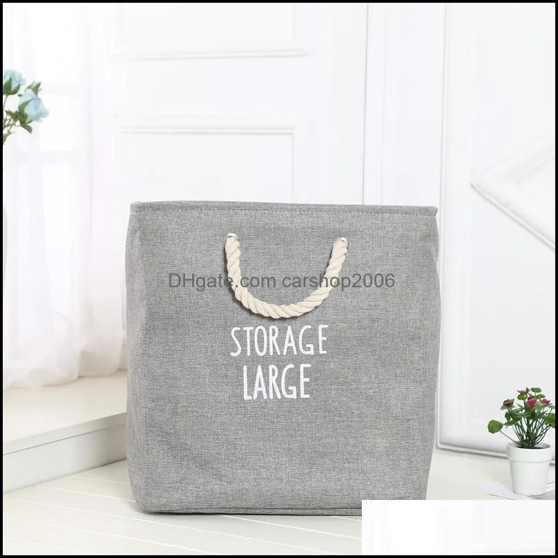 wholesale waterproof laundry storage baskets box folding portable cotton linen foldable storage bag cloth toy snack storage box dbc