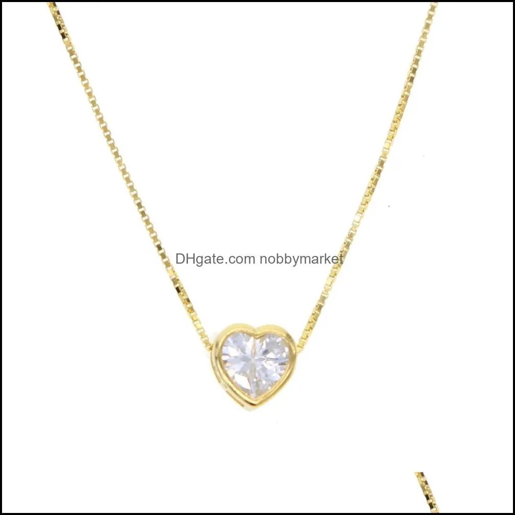 100% real 925 sterling silver star heart shape pendant necklace with silver gold box chain necklace for wedding jewerlry