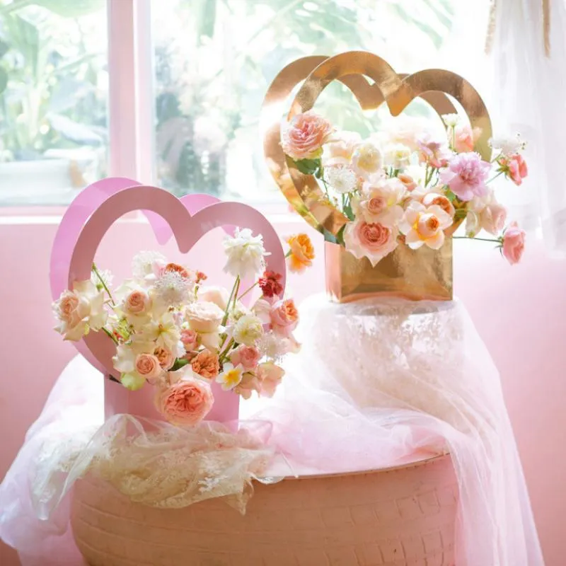 Prezent Miłość kwiat koszyk w kształcie serca w kształcie serca puste pudełka opakowanie