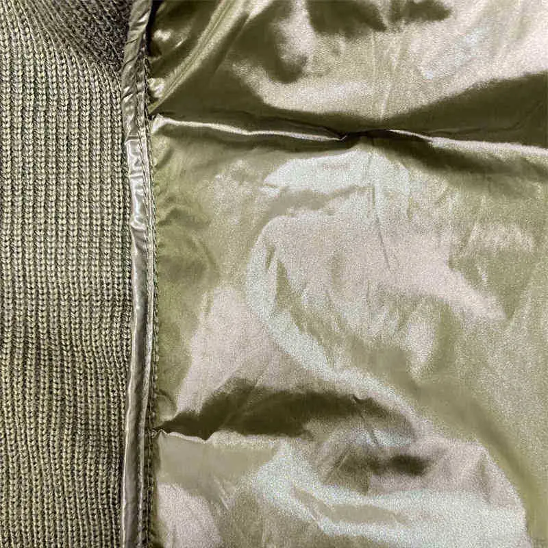 Wintermänner Mode -Jacken Wollgestricke und 90% weißer Ente Down Polster Patchwork Reißverschluss Up Cardigan Man Herbstmäntel