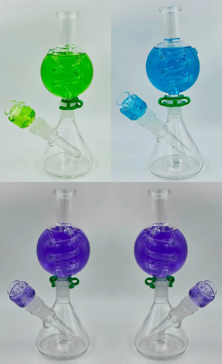 Vintage Freezable Glycerin Coil Shisha Glass Bong 10 -Zoll -Rauchleitungen Ölbrenner mit Schüssel können Kundenlogo einstellen