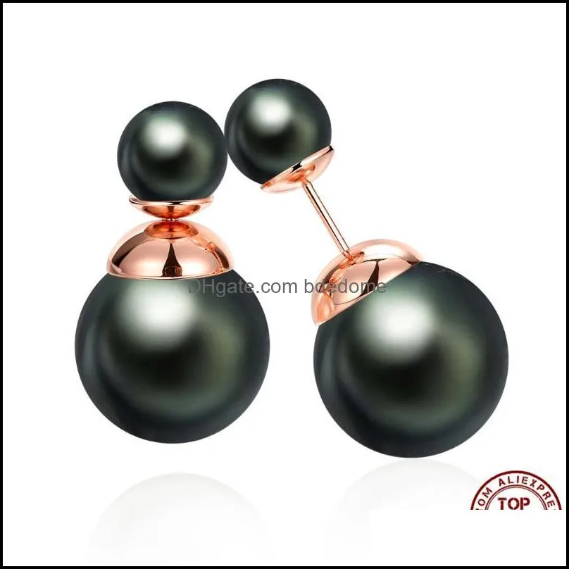 stud double round pearl earrings for women cute snowman silver color earring fashion personality female jewelry accessories
