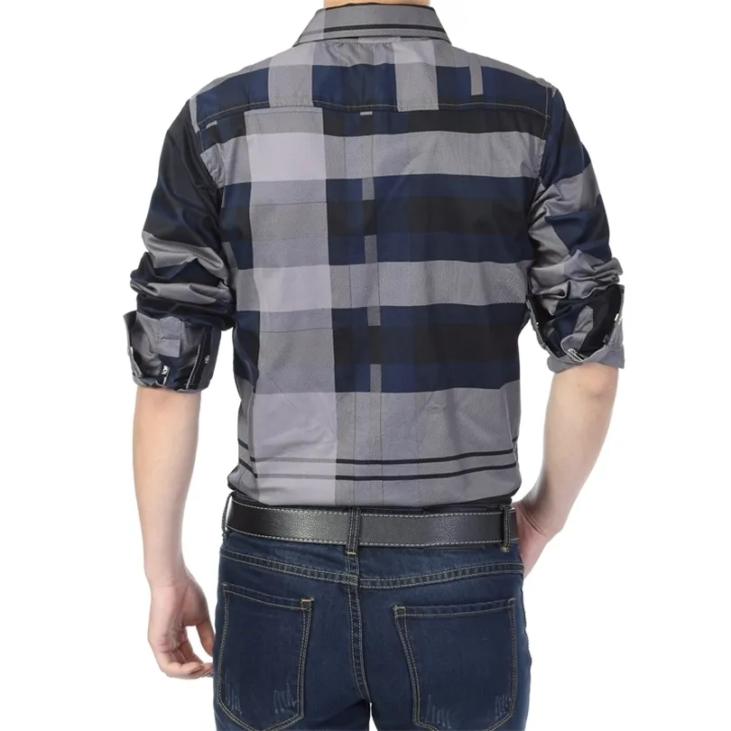 MIACAWOR Marca Camisa Hombres 100% Algodón Camisas Casuales Slim Fit Hombres Camisa a cuadros Mangas largas Camisa Hombre Camisa Masculina C006 201124