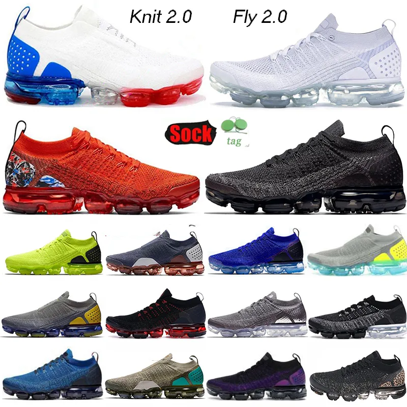 Mode Kussen Vapor Knit 2.0 Fly OG Heren Loopschoenen Marineblauw Burst Heel Grafisch Team Volt Cheetah Balck Goud Mannen Vrouwen Designer Ademende Sneakers Trainers