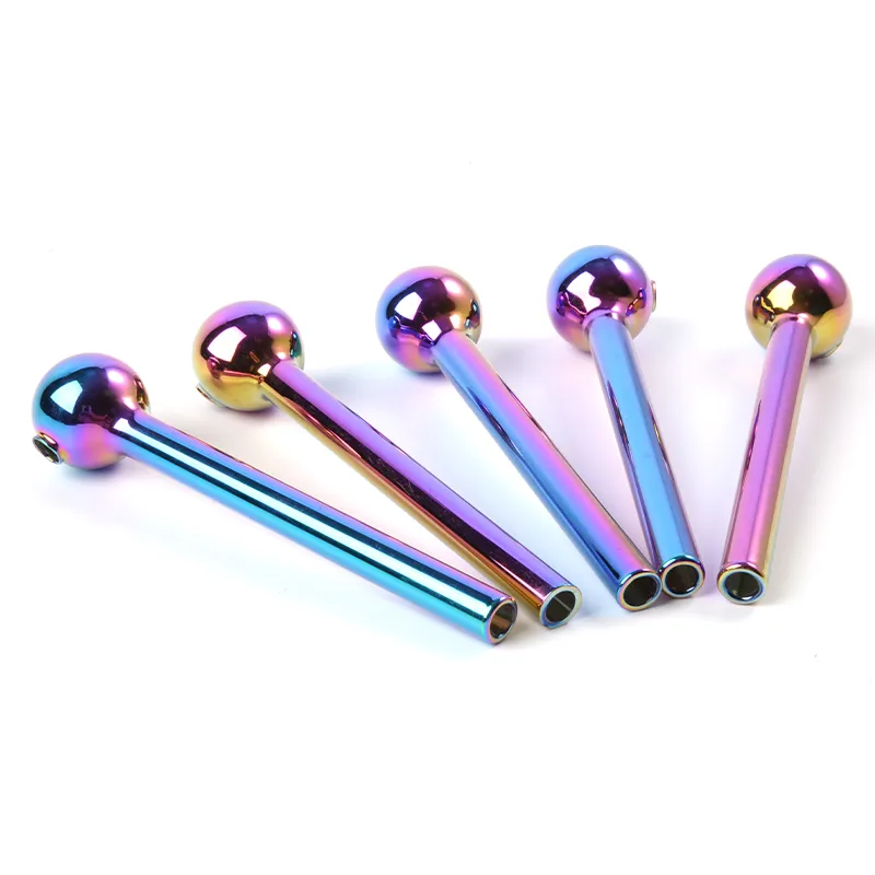 Tubos de mão coloridos para Hookahs Pyrex Glass Queimador de Vidro Tubo Nano Plating Tubulação de Mão Colher Forma Mini Dab Rigs Fumar Acessórios SW124