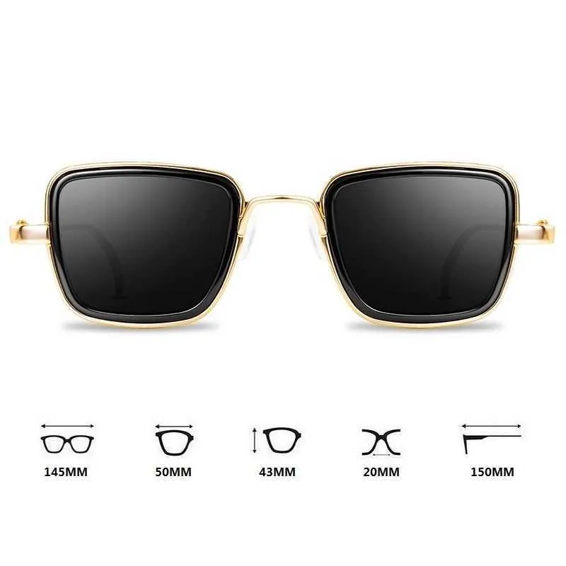 Luxus Vintage Gothic Steampunk Quadratische Sonnenbrille für Männer Frauen Legierung Metall Damen Sonnenbrille Herren Shades Tag und Nacht UV400