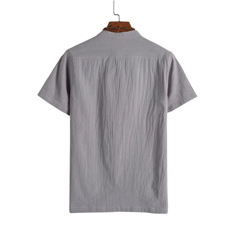 남자 티셔츠 아마존 여름 남자 패션 캐주얼 순수 티셔츠 중국 스타일 짧은 슬리브 티셔츠 맨스