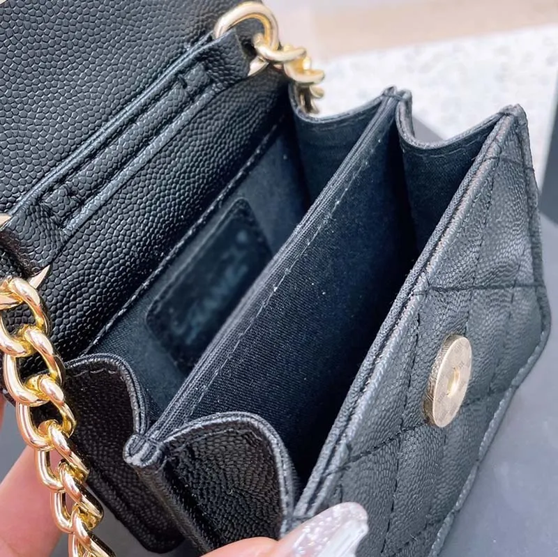 2022SS Classic Womens Shoulder Bags Fashion Designer Solid Color Mini Ribbed Flap Leather Multipocket Wallet Coin Purse Messenger Bag Handbag 10*19cm