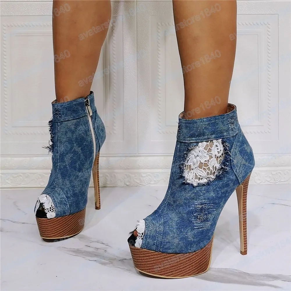 Mango Women's Bow Heeled Denim Shoes | Hawthorn Mall