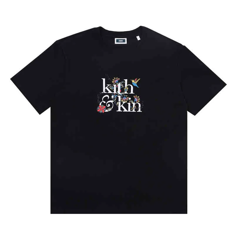 Men's T-shirts Summer Kith Short-sleeved T-shirt Jacobean Vintage Hummingbird Painting Tee