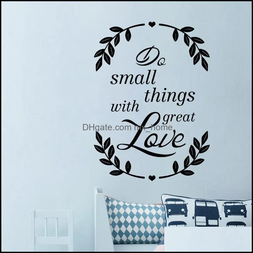 Romantic Love PVC Wall Stickers Letter Leaves Art Sticker For House Bedroom Decor Living Room Wallpaper Home Decoration