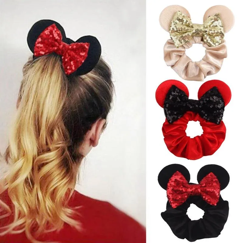 Accessori per capelli Paillettes Fiocco Fasce elastiche Velluto Bambina Scrunchies Orecchie da topo Cravatta Gomma Accessori per bambiniCapelli