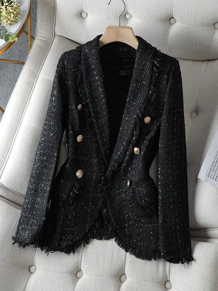 Abiti da donna Blazer Moda Manica lunga Monopetto Casual Blazer Donna Donna Autunno Inverno Nero Bianco Scozzese Bottone Decorazione Coa