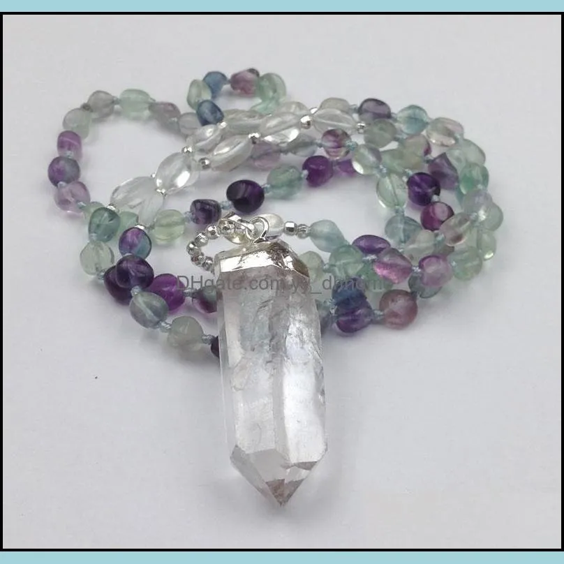 pendant necklaces rough quartz fluorites nuggets beads knot necklacependant necklacespendant