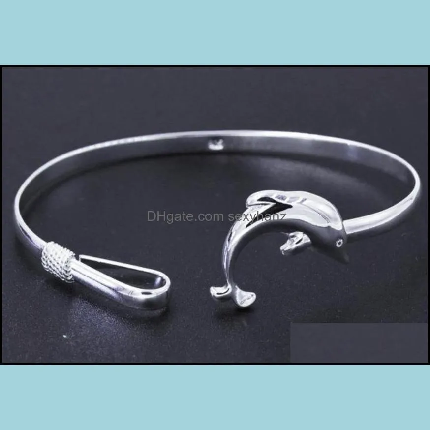 Bangle Bracelets Brazaletes Exquisitos Mujeres Sier Bracelet Regalo de cumpleaños Delphin Drop entrega 2021 Joyas Sexyhanz Dhiev