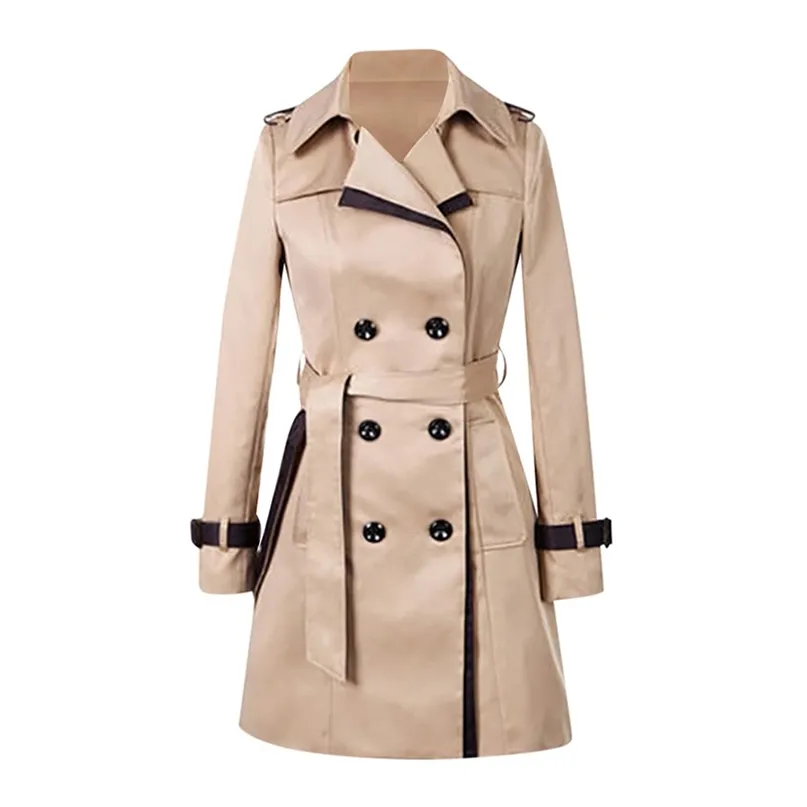 Printemps automne Trench manteaux femmes mince Double boutonnage dames Trench manteau longues femmes coupe-vent grande taille pardessus Femmino 220812