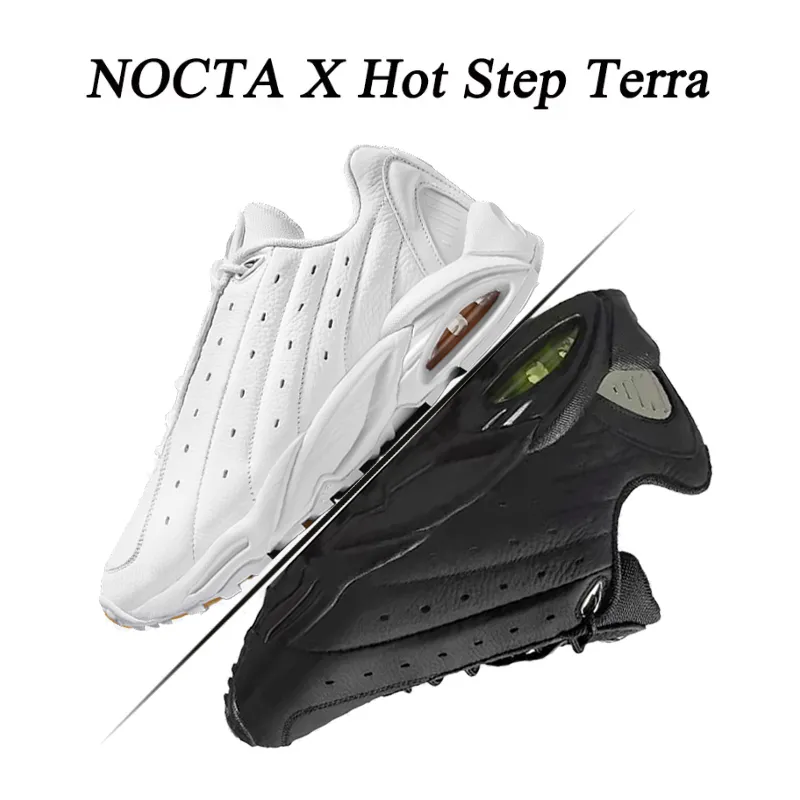 أفضل موضة 2022 NOCTA X Hot Step Terra حذاء الجري النساء الرجال المدربين ثلاثية أسود أبيض أرجواني جامعة الذهب والجلود منصة أحذية رياضية مصمم الحجم 36-46