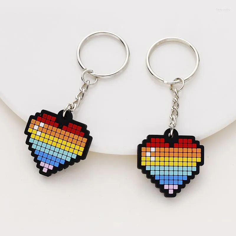 Portachiavi Il piccolo e squisito mosaico multicolore 3D Love Portachiavi in metallo Borsa femminile Portachiavi Produttore SpotKeychains Fier22