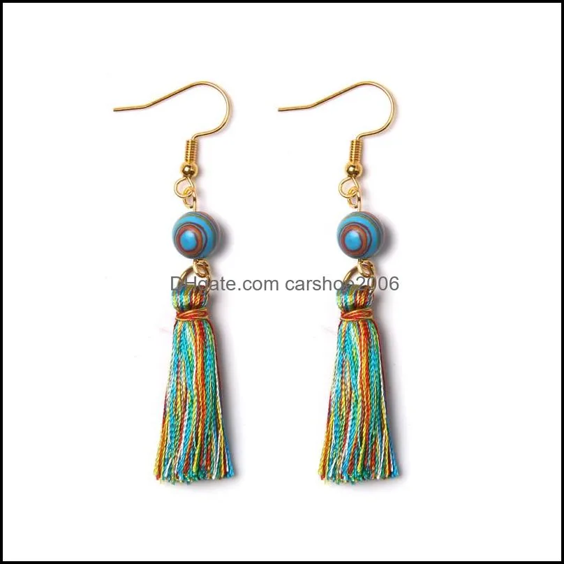 boho mix color tassel charm earrings women stage event wedding vacation singer dancer art earring gifts