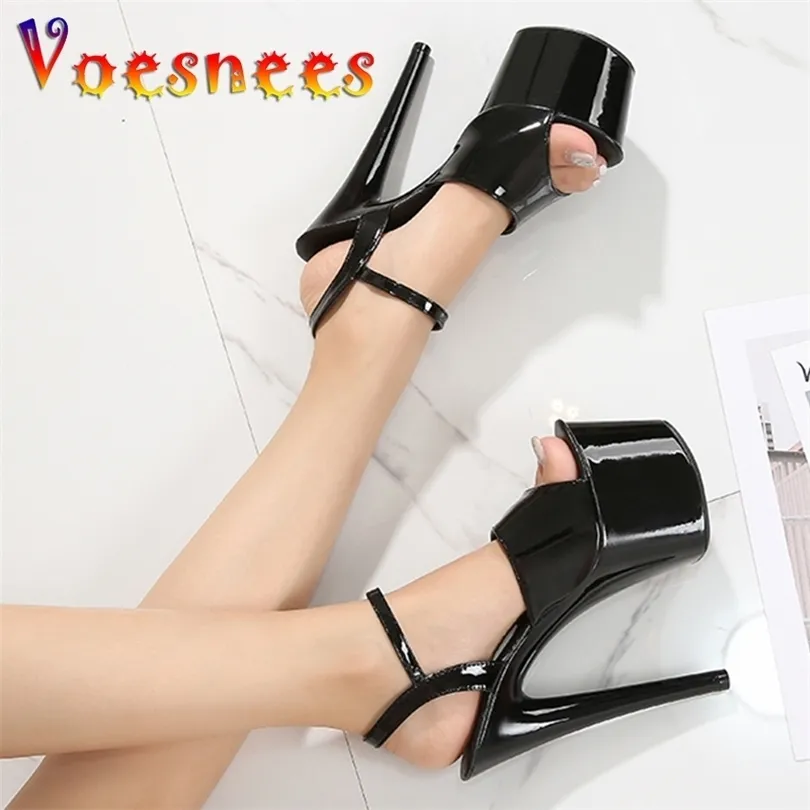 Pole Dance Shoes Stripper High Heels Women Sexy Show Sandals Party Club 15 17 CM Platform High-heeled Wedding 220328