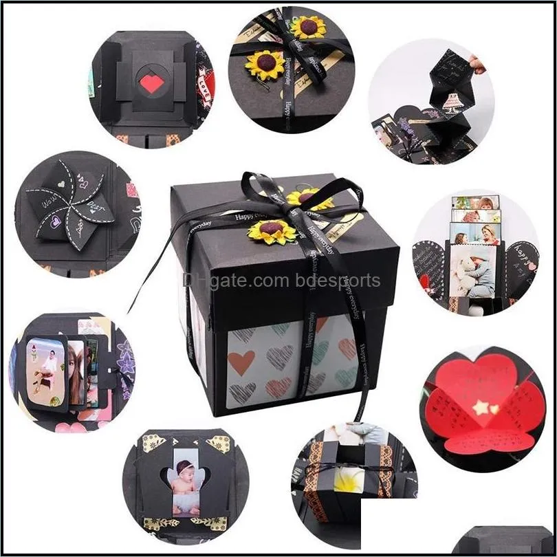 Gift Wrap Event Party Supplies Festive Home Garden Creative Explosion Po Bomb Box Diy Scrapbook Hexagonal Love Note Exploding Festival Bir