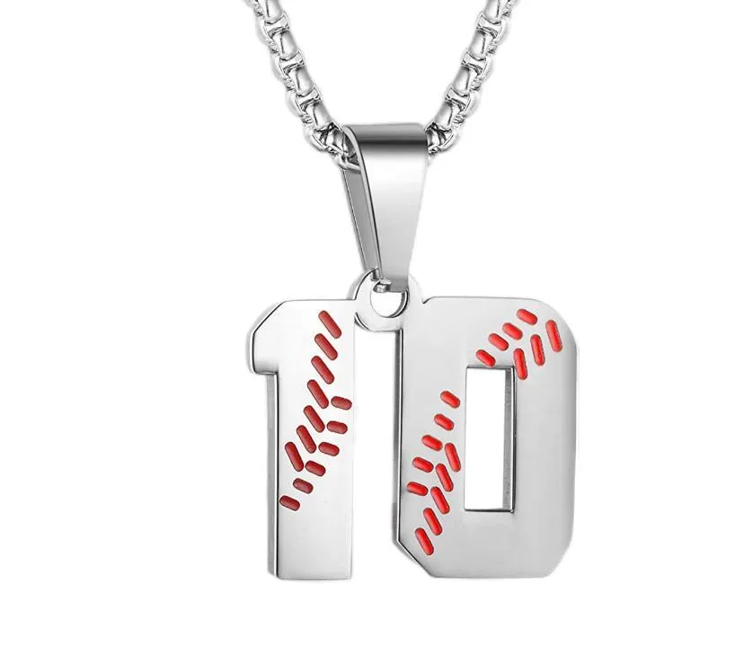 Colares com pingente #00--#99 todos em estoque Inspiração Baseball Jersey Número Colar Amuletos de Aço Inoxidável Número Pingentes para Meninos Homens