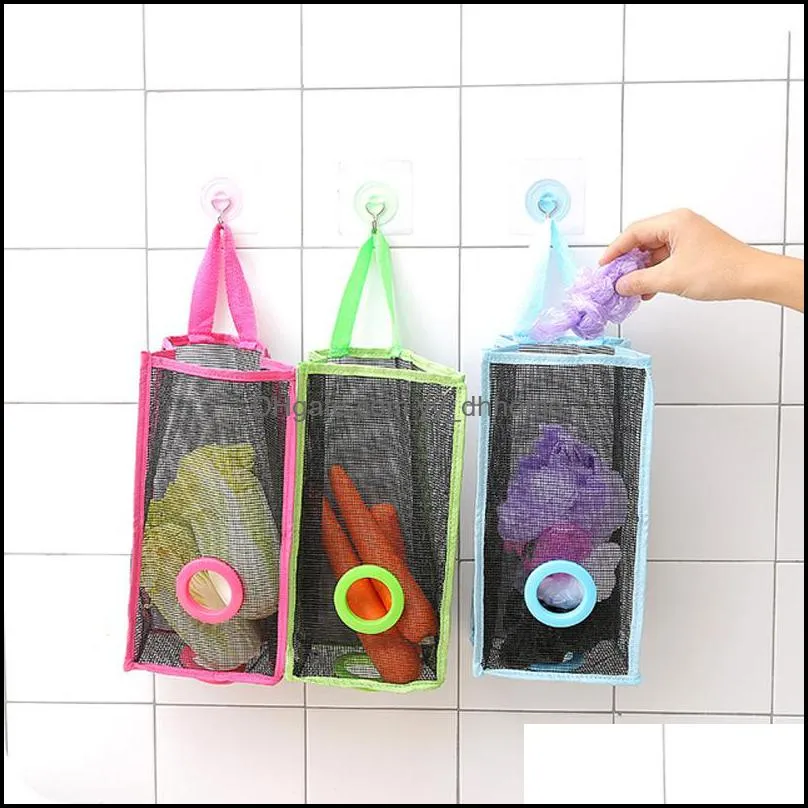 hanging trash bag storage bag breathable mesh storage bags multifunction kitchen vegetables wall hanging organizer storage bags dbc