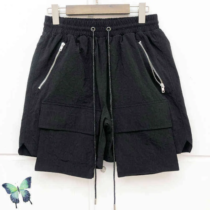 Men's Shorts Black Mesh Cargo Shorts Season Men Women Zipper Pocket Man Shorts Slightly Oversize Breeches T220825