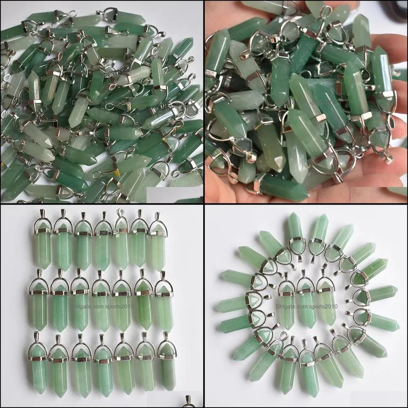 natural stone green aventurine bullet shape charms point chakra pendants for jewelry making wholesal sports2010